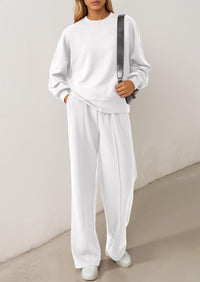 PRETTYGARDEN 2 Piece Sets For Women Fall Trendy Long Sleeve Sweatshirt Wide Leg Pants Loungewear Set Matching Sweatsuit