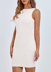 PRETTYGARDEN Spring Dresses for Women Sleeveless Bodycon Short Work Tank Dress Summer Casual Ribbed Mini Sundresses