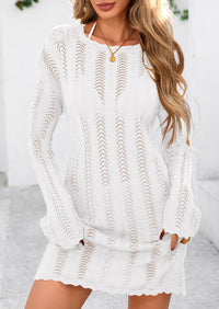 Crochet Knit Hollow Out Beach Vacation Cover Ups Dress