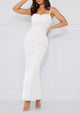 Elegant Spaghetti Strap Lace Floral Bodycon Maxi Dress