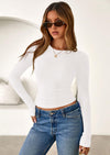 PRETTYGARDEN Womens Summer Fall Long Sleeve Shirts Ribbed Knit Fitted Basic Tee Going Out Tops Underscrub Casual Outfits