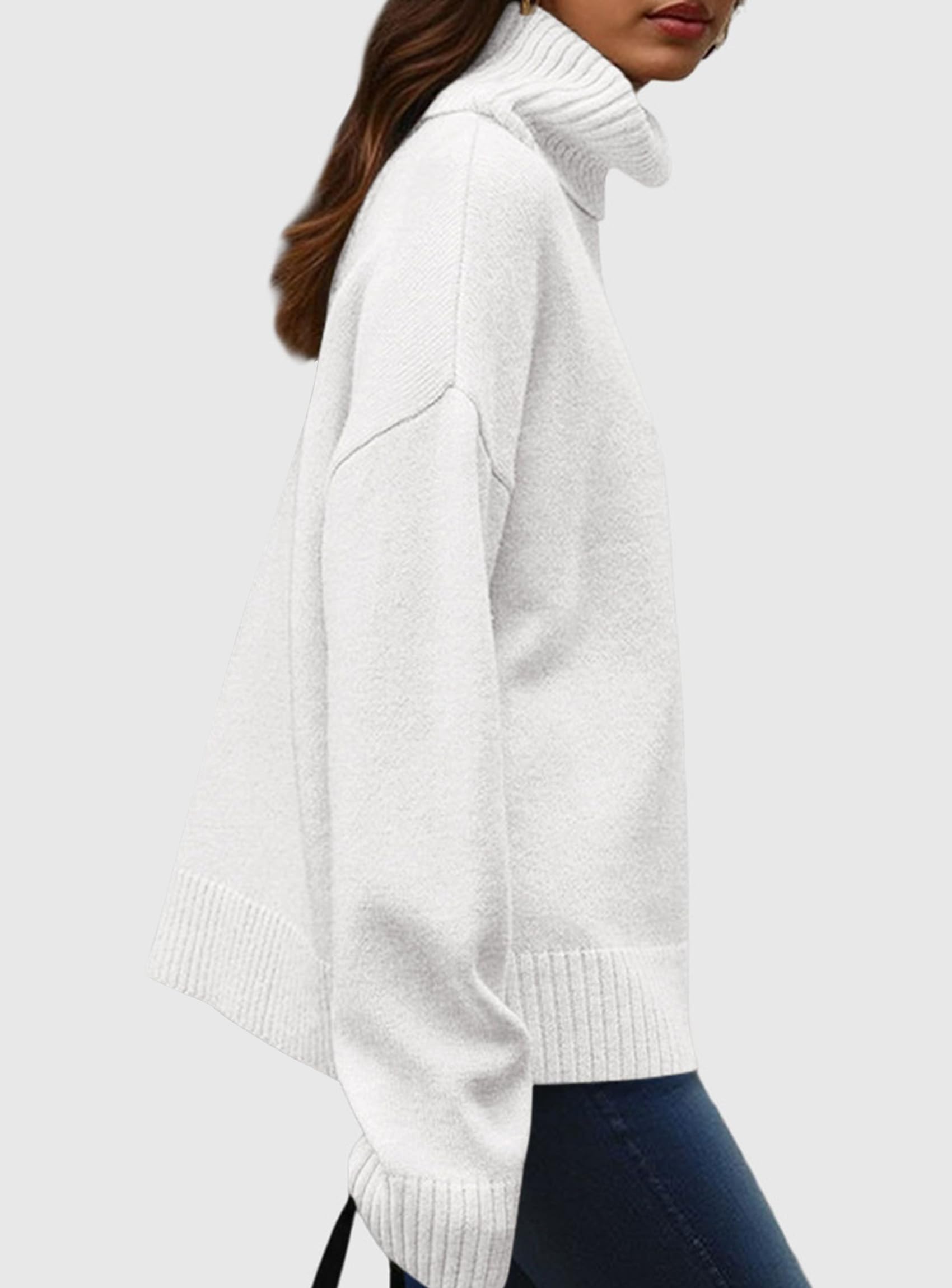 PRETTYGARDEN Womens Turtleneck Long Sleeve Sweater Fall Trendy Loose Fit Casual Tops Chunky Knit Pullover Sweaters