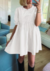 PRETTYGARDEN Womens Summer Casual Short Sleeve Dresses A Line Bow Tie Front Babydoll Loose Cute Mini Dress with Pockets