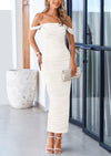 PRETTYGARDEN Womens Off The Shoulder Dress Ruched Bodycon Sleeveless Split Cocktail Party Maxi Dresses