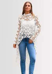 PRETTYGARDEN Women's Long Sleeve Round Neck High Low Asymmetrical Irregular Hem Casual Tops Blouse Shirt Dress