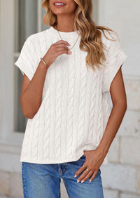 Casual Short Sleeve Crew Neck Knit Pullover Trendy Spring Outfits Sweater Vest