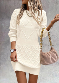 Long Sleeve Chunky Ribbed Knit Mini Sweater Dresses