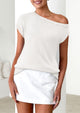 Off The Shoulder Casual Short Sleeve Tunic Lightweight Knit Sweaters
