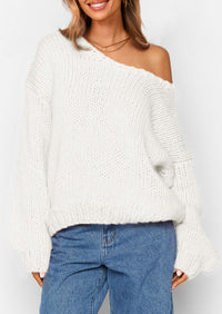 PRETTYGARDEN Women's Fall Oversized Sweaters Long Sleeve V Neck Dressy Casual Chunky Knit Loose Pullover Tops Winter Clothing