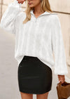 BTFBM Sweaters for Women Fall Fashion Loose Quarter Zip Pullover Collared Long Sleeve Cable Knit Winter Clothes