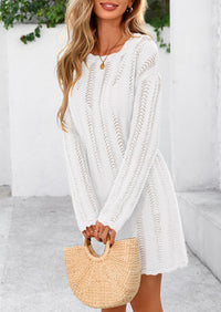 Crochet Knit Hollow Out Beach Vacation Cover Ups Dress
