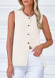 Sleeveless Button Down Business Casual Knit Tank Tops