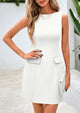 Sleeveless Boat Neck Zipper Bodycon A Line Business Work Mini Dresses