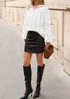 BTFBM Sweaters for Women Fall Fashion Loose Quarter Zip Pullover Collared Long Sleeve Cable Knit Winter Clothes