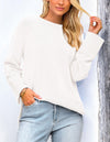 PRETTYGARDEN Women's Knit Fall Sweaters Long Sleeve Pullover Crewneck Split Hem Oversized Tunic Sweater Tops Winter Clothing