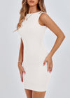 PRETTYGARDEN Spring Dresses for Women Sleeveless Bodycon Short Work Tank Dress Summer Casual Ribbed Mini Sundresses