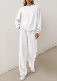 PRETTYGARDEN 2 Piece Sets For Women Fall Trendy Long Sleeve Sweatshirt Wide Leg Pants Loungewear Set Matching Sweatsuit