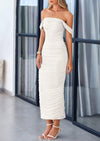 PRETTYGARDEN Womens Off The Shoulder Dress Ruched Bodycon Sleeveless Split Cocktail Party Maxi Dresses