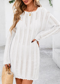 Crochet Knit Hollow Out Beach Vacation Cover Ups Dress