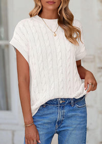 Casual Short Sleeve Crew Neck Knit Pullover Trendy Spring Outfits Sweater Vest
