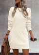 Long Sleeve Chunky Ribbed Knit Mini Sweater Dresses