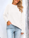 PRETTYGARDEN Women's Knit Fall Sweaters Long Sleeve Pullover Crewneck Split Hem Oversized Tunic Sweater Tops Winter Clothing