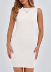 PRETTYGARDEN Spring Dresses for Women Sleeveless Bodycon Short Work Tank Dress Summer Casual Ribbed Mini Sundresses