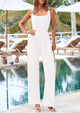 Sleeveless Dressy Square Neck Wide Leg Pants Knitted with Pockets Jumpsuits