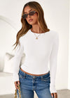 PRETTYGARDEN Womens Summer Fall Long Sleeve Shirts Ribbed Knit Fitted Basic Tee Going Out Tops Underscrub Casual Outfits