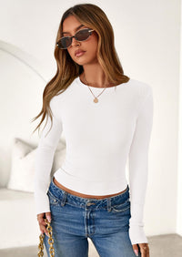 PRETTYGARDEN Womens Summer Fall Long Sleeve Shirts Ribbed Knit Fitted Basic Tee Going Out Tops Underscrub Casual Outfits
