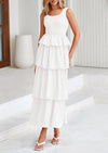 PRETTYGARDEN Womens Summer Sleeveless Midi Dress Scoop Neck A Line Smocked Ruffle Tiered Layered Beach Vacation Dresses