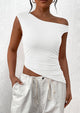 Off The Shoulder Sleeveless One Shoulder Ruched Asymmetrical Y2K Tank Top