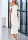 PRETTYGARDEN Womens Off The Shoulder Dress Ruched Bodycon Sleeveless Split Cocktail Party Maxi Dresses