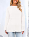PRETTYGARDEN Women's Knit Fall Sweaters Long Sleeve Pullover Crewneck Split Hem Oversized Tunic Sweater Tops Winter Clothing