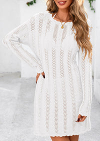 Crochet Knit Hollow Out Beach Vacation Cover Ups Dress