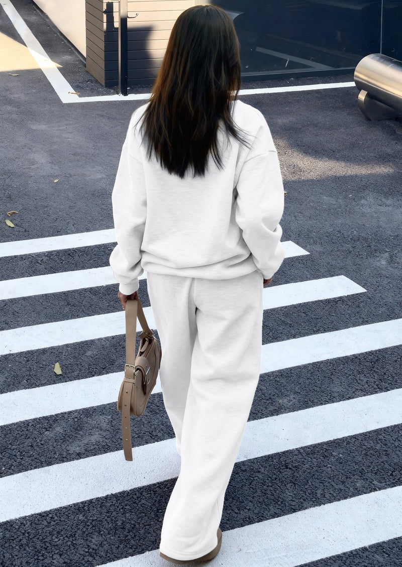 PRETTYGARDEN Casual Winter Two Piece Sets for Women V Neck Sweatshirt Loose Wide Leg Pants Tracksuit Knit Fall Outfits PRETTYGARDEN