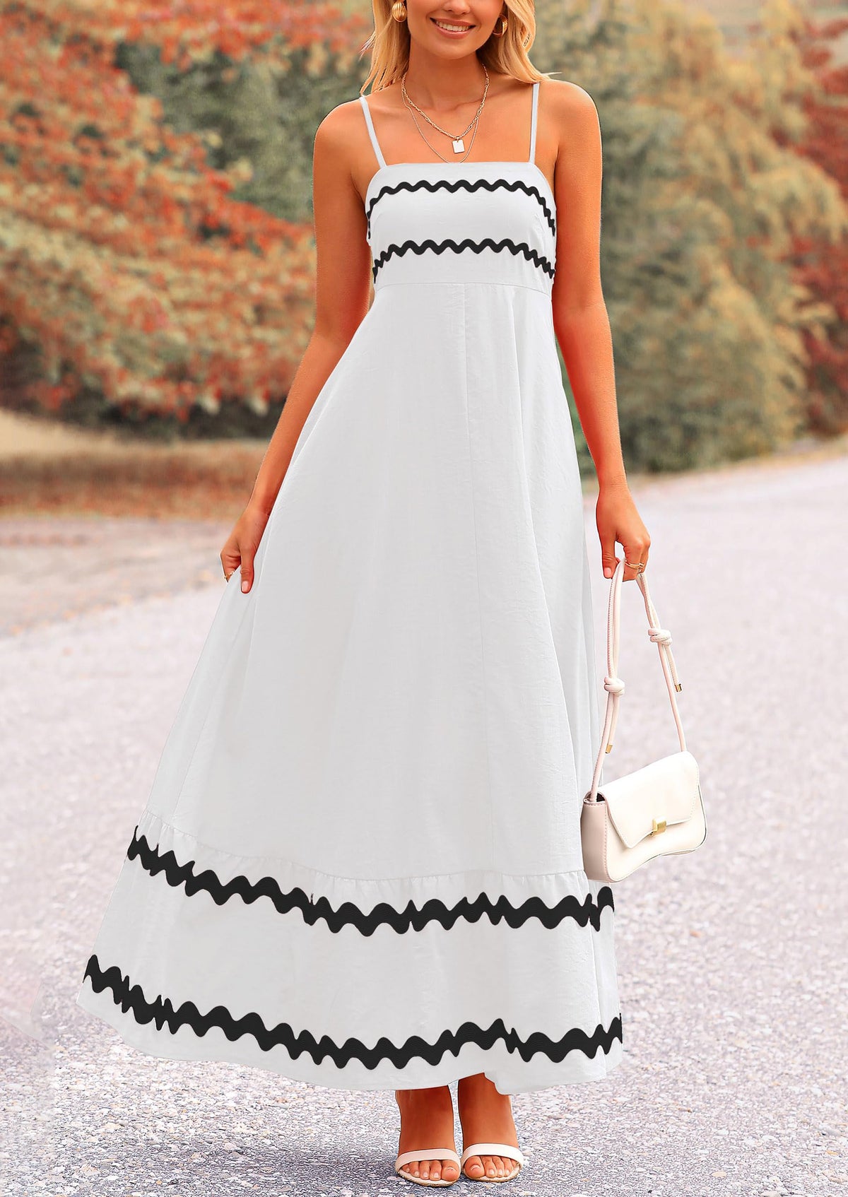 Casual Sleeveless Spaghetti Strap Ruffle Beach Flowy Maxi Dress
