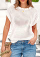 Crochet Cap Sleeve Crew Neck Beach Pullover Cover Ups Shirts