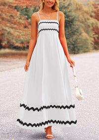 Casual Sleeveless Spaghetti Strap Ruffle Beach Flowy Maxi Dress