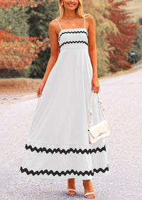 Casual Sleeveless Spaghetti Strap Ruffle Beach Flowy Maxi Dress