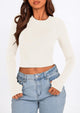 Long Sleeve Crop Tops Y2K Fashion Clothes Basic Slim Fit Blouses