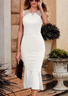 PRETTYGARDEN Women's Sleeveless Midi Bodycon Formal Dress Ruffle Mermaid Hem Elegant Cocktail Wedding Guest Midi Dresses