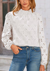 PRETTYGARDEN Womens Tops Dressy Casual Spring Long Sleeve Shirts Embroidered Eyelet Blouses Going Out Outfits