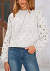 PRETTYGARDEN Womens Tops Dressy Casual Spring Long Sleeve Shirts Embroidered Eyelet Blouses Going Out Outfits
