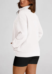 Full Zip Up Long Sleeve Loose Fit Trendy Casual Cardigan with Pockets