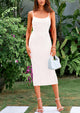Spaghetti Strap Sleeveless Knit Tight Fitted Midi Dresses
