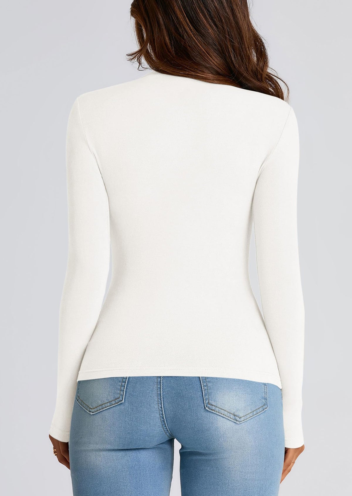 Y2K Long Sleeve Mock Neck Ruched Slim Fitted Casual Blouses