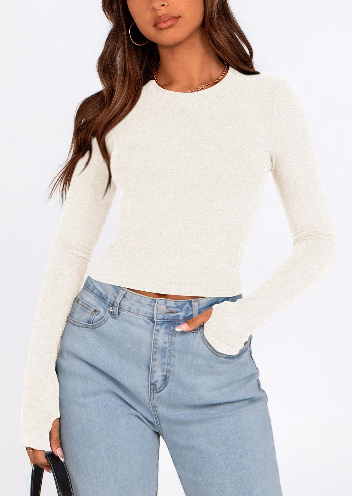 Long Sleeve Crop Tops Y2K Fashion Clothes Basic Slim Fit Blouses