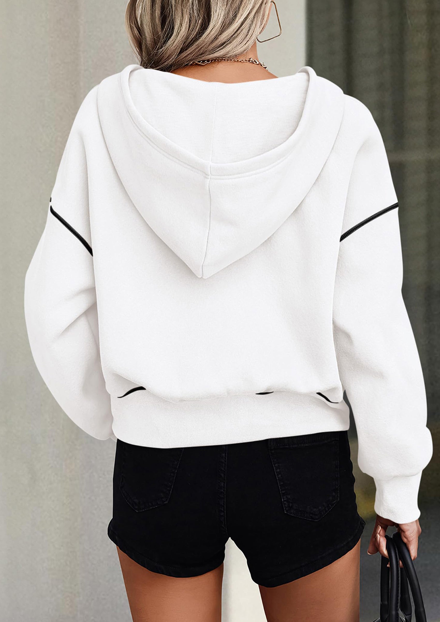 PRETTYGARDEN Women's Hooded Sweatshirts Long Sleeve Half Zip Cropped Hoodie Pullover Winter Fashion Clothes