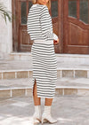 PRETTYGARDEN 2 Piece Skirts Sets For Women Fall Fashion Striped Sweater Dress Knit Lounge Travel Outfits Winter Clothing